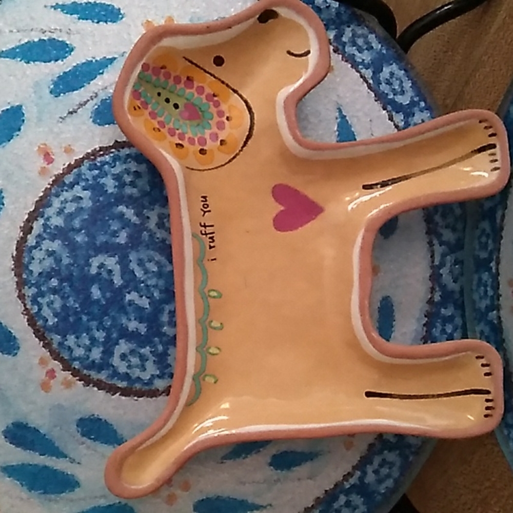 PuppyDog TerraCotta Hand Made Trinket Tray NEW
